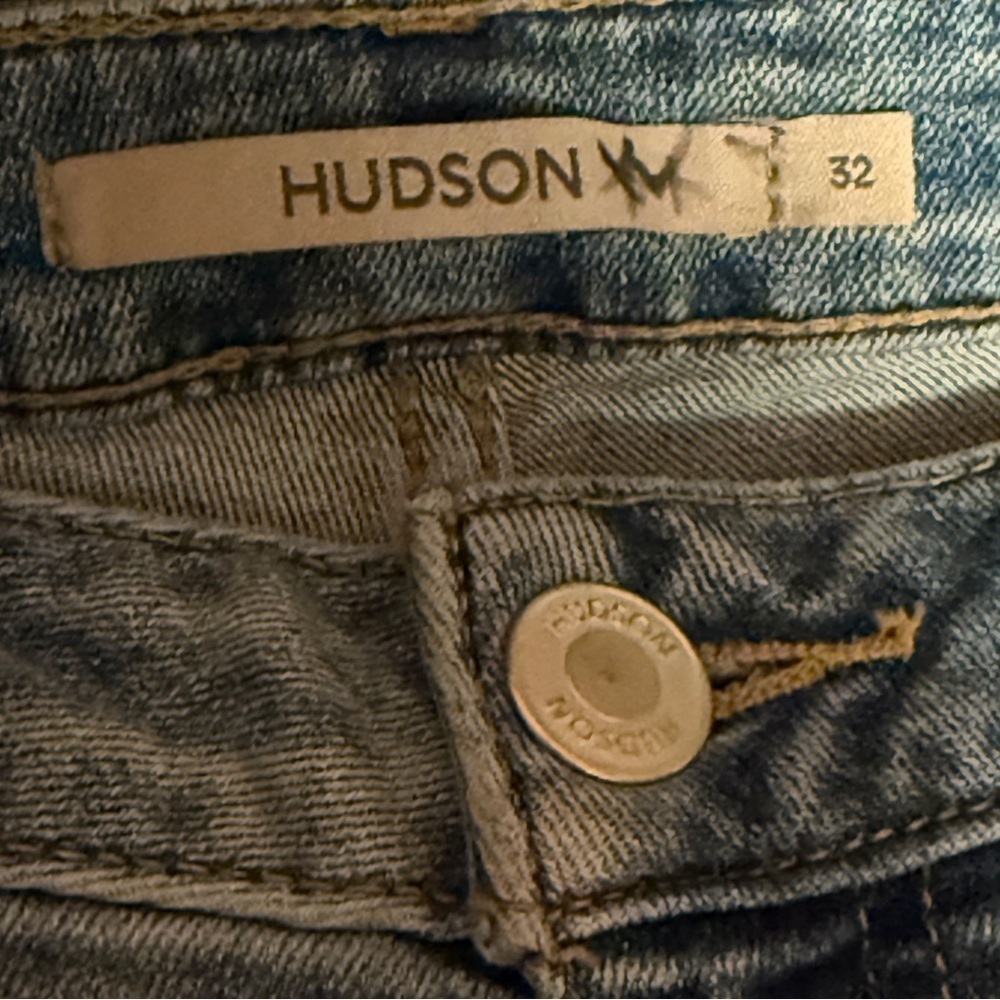 Hudson Collin Mid Rise Skinny Flap Pocket Jeans Size 32 Light Wash Denim Stretch - Picture 10 of 13